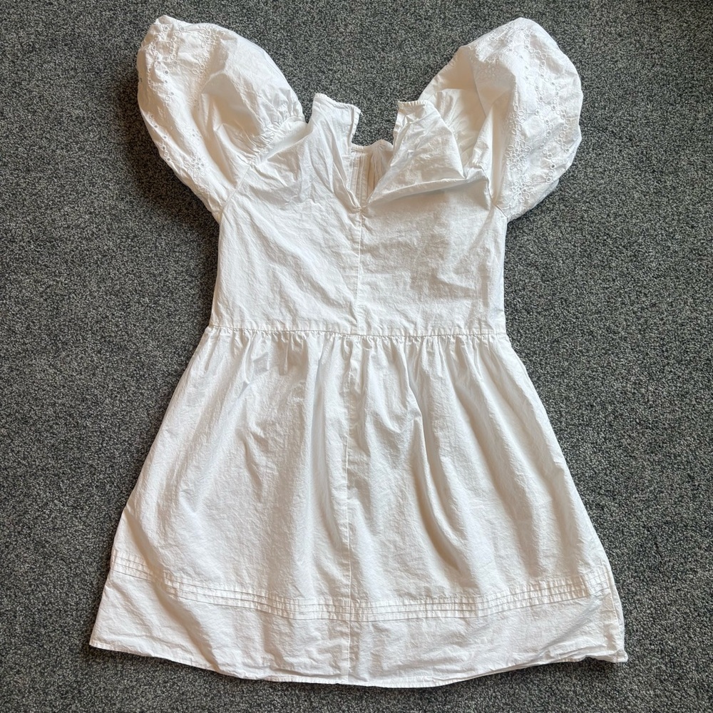 River Island White Puff Sleeve Modest Mini Dress Pref Rush Sorority Dress size 8 - Picture 10 of 10